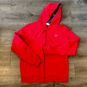 Lacoste red zip up hoodie